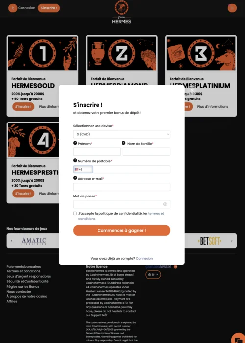 Sécurité Inscription Hermes Casino<